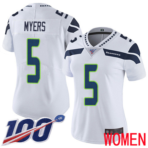 Seattle Seahawks Limited White Women Jason Myers Road Jersey NFL Football #5 100th Season Vapor Untouchable